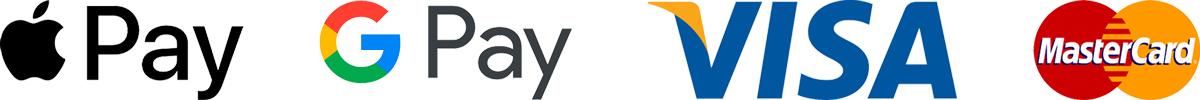 Accepted payment methods: Visa, Mastercard, Apple Pay, Google Pay